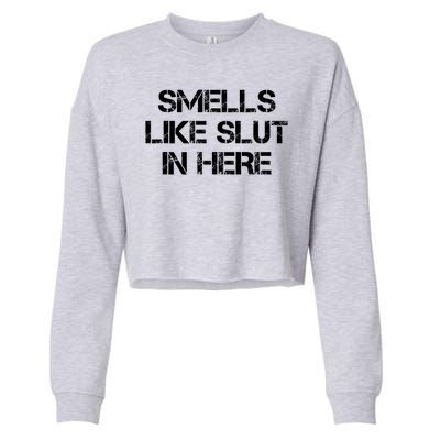 Smells Like Slut In Here Funny Humor Cropped Pullover Crew