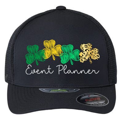 Shamrock Leopard Saint Paddys Event Planner St Patricks Day Gift Flexfit Unipanel Trucker Cap