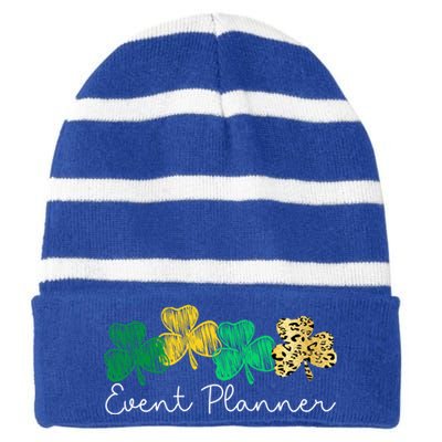 Shamrock Leopard Saint Paddys Event Planner St Patricks Day Gift Striped Beanie with Solid Band