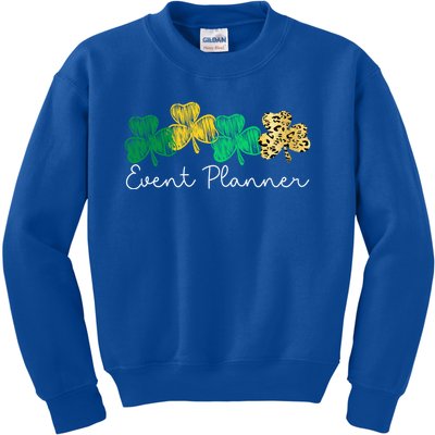 Shamrock Leopard Saint Paddys Event Planner St Patricks Day Gift Kids Sweatshirt