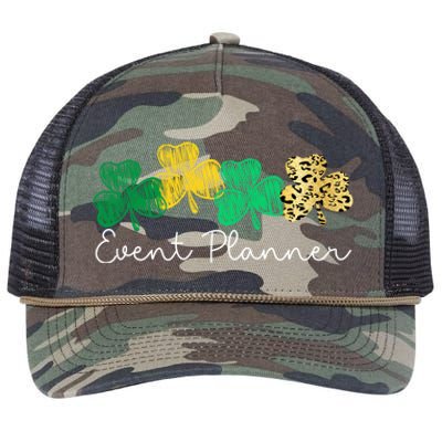 Shamrock Leopard Saint Paddys Event Planner St Patricks Day Gift Retro Rope Trucker Hat Cap