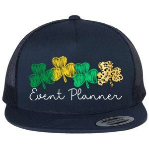 Shamrock Leopard Saint Paddys Event Planner St Patricks Day Gift Flat Bill Trucker Hat