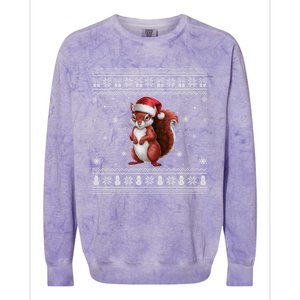 Squirrel Lovers Santa Ugly Xmas Cool Gift Colorblast Crewneck Sweatshirt