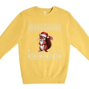 Squirrel Lovers Santa Ugly Xmas Cool Gift Premium Crewneck Sweatshirt