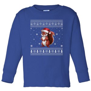 Squirrel Lovers Santa Ugly Xmas Cool Gift Toddler Long Sleeve Shirt