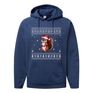 Squirrel Lovers Santa Ugly Xmas Cool Gift Performance Fleece Hoodie