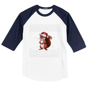 Squirrel Lovers Santa Ugly Xmas Cool Gift Baseball Sleeve Shirt