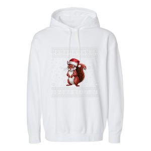 Squirrel Lovers Santa Ugly Xmas Cool Gift Garment-Dyed Fleece Hoodie