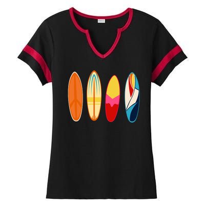 Surf Lover Summer Ladies Halftime Notch Neck Tee