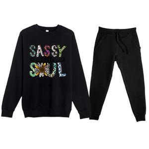 Sassy Little Soul Funny Floral Leopard Premium Crewneck Sweatsuit Set