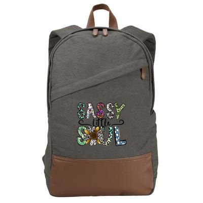 Sassy Little Soul Funny Floral Leopard Cotton Canvas Backpack