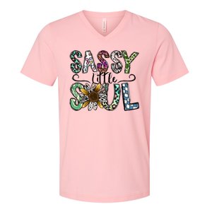 Sassy Little Soul Funny Floral Leopard V-Neck T-Shirt