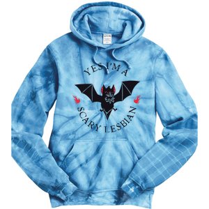 Scary Lesbian Sapphic Wlw Pride Lesbian Tie Dye Hoodie