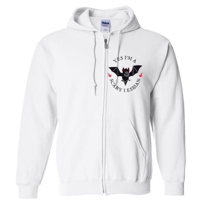 Scary Lesbian Sapphic Wlw Pride Lesbian Full Zip Hoodie