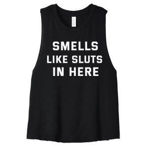 Smells Like Slut In Here Offensive Women's Racerback Cropped Tank