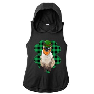 Siamese Leprechaun St Patricks Day Lucky Clover Gift Ladies PosiCharge Tri-Blend Wicking Draft Hoodie Tank