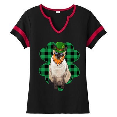 Siamese Leprechaun St Patricks Day Lucky Clover Gift Ladies Halftime Notch Neck Tee