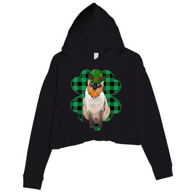 Siamese Leprechaun St Patricks Day Lucky Clover Gift Crop Fleece Hoodie