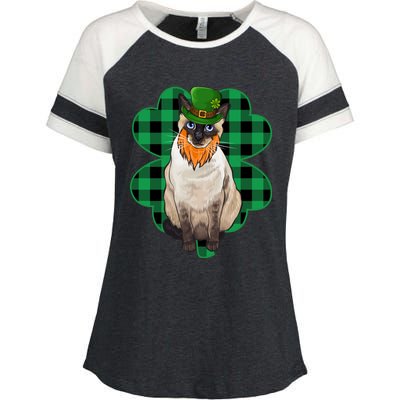 Siamese Leprechaun St Patricks Day Lucky Clover Gift Enza Ladies Jersey Colorblock Tee