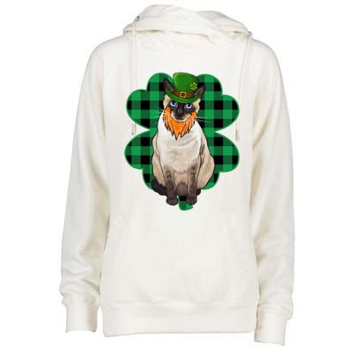 Siamese Leprechaun St Patricks Day Lucky Clover Gift Womens Funnel Neck Pullover Hood