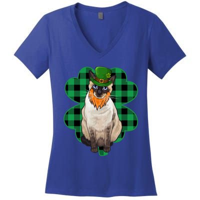 Siamese Leprechaun St Patricks Day Lucky Clover Gift Women's V-Neck T-Shirt