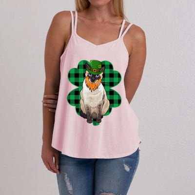 Siamese Leprechaun St Patricks Day Lucky Clover Gift Women's Strappy Tank