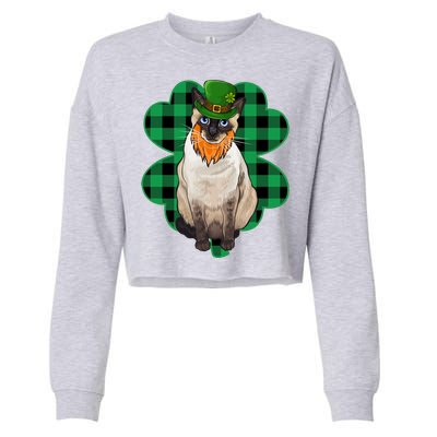 Siamese Leprechaun St Patricks Day Lucky Clover Gift Cropped Pullover Crew