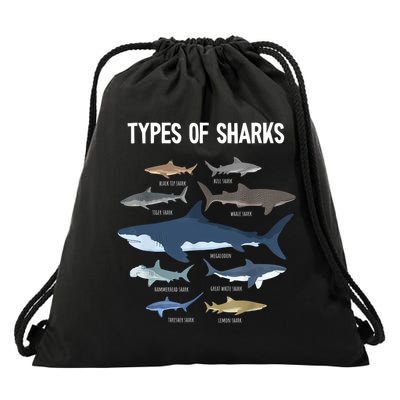 Shark Lover Shirt, Shark Lover Gift, Types Of Shark Drawstring Bag