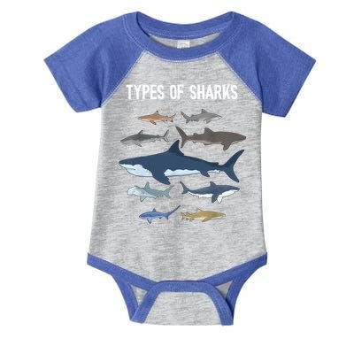 Shark Lover Shirt, Shark Lover Gift, Types Of Shark Infant Baby Jersey Bodysuit