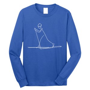 Skiing Lover Ski Minimalist Funny Skier Gift Long Sleeve Shirt