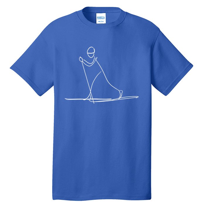 Skiing Lover Ski Minimalist Funny Skier Gift Tall T-Shirt