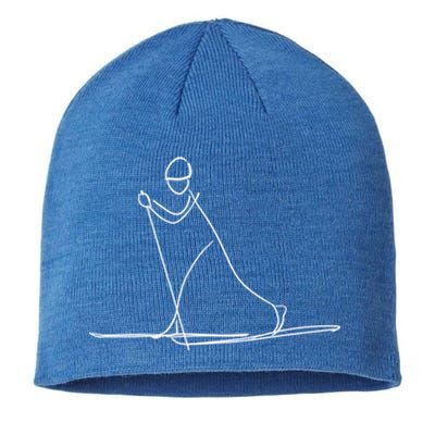 Skiing Lover Ski Minimalist Funny Skier Gift Sustainable Beanie