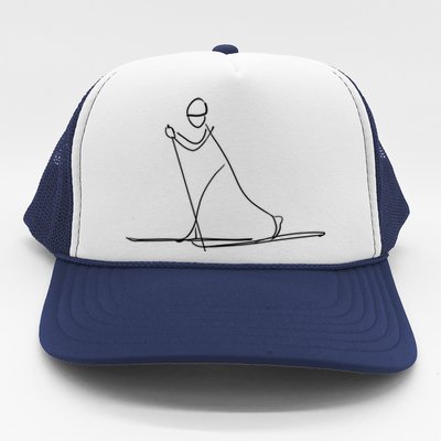 Skiing Lover Ski Minimalist Funny Skier Gift Trucker Hat