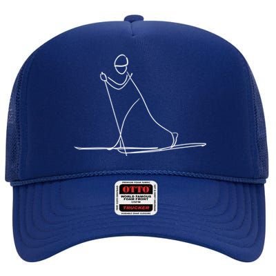 Skiing Lover Ski Minimalist Funny Skier Gift High Crown Mesh Back Trucker Hat