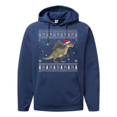 Spinosaurus Lovers Santa Ugly Xmas Sweater Performance Fleece Hoodie