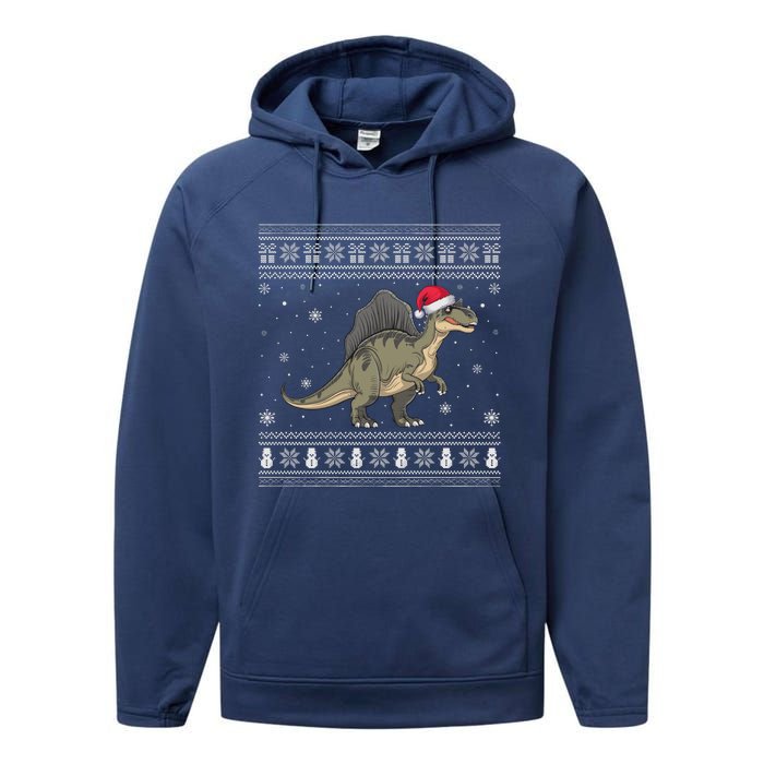 Spinosaurus Lovers Santa Ugly Xmas Sweater Performance Fleece Hoodie