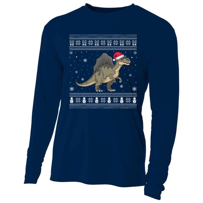 Spinosaurus Lovers Santa Ugly Xmas Sweater Cooling Performance Long Sleeve Crew