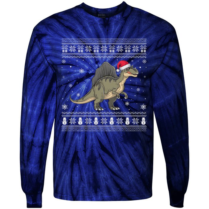 Spinosaurus Lovers Santa Ugly Xmas Sweater Tie-Dye Long Sleeve Shirt