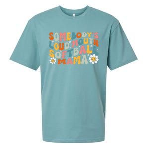 Somebody's Loudmouth Softball Mama Mothers Day Sueded Cloud Jersey T-Shirt