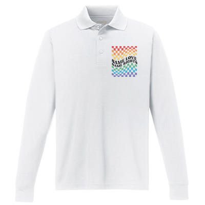 Same Love Same Rights Pride Month Love Is Love LGBTQ LGBT Performance Long Sleeve Polo