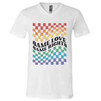 Same Love Same Rights Pride Month Love Is Love LGBTQ LGBT V-Neck T-Shirt