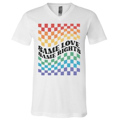 Same Love Same Rights Pride Month Love Is Love LGBTQ LGBT V-Neck T-Shirt