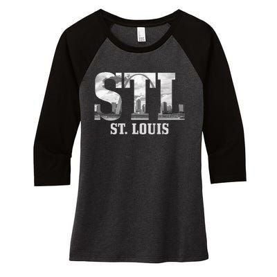 St. Louis Stl Skyline Pride Missouri Vintage Women's Tri-Blend 3/4-Sleeve Raglan Shirt