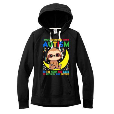 Sloth Love someone With Puzzle Cool asd Awareness Women's Fleece Hoodie