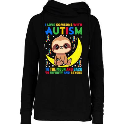 Sloth Love someone With Puzzle Cool asd Awareness Womens Funnel Neck Pullover Hood