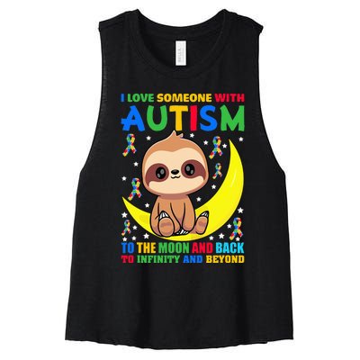 Sloth Love someone With Puzzle Cool asd Awareness Women's Racerback Cropped Tank