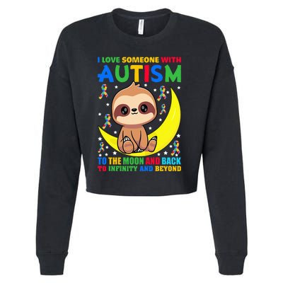 Sloth Love someone With Puzzle Cool asd Awareness Cropped Pullover Crew