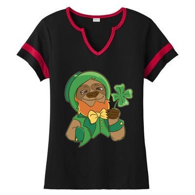 Sloth Leprechaun Ladies Halftime Notch Neck Tee