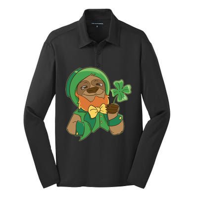 Sloth Leprechaun Silk Touch Performance Long Sleeve Polo