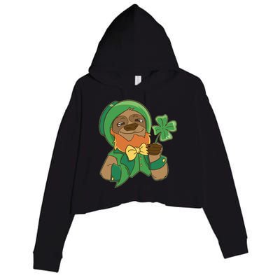 Sloth Leprechaun Crop Fleece Hoodie